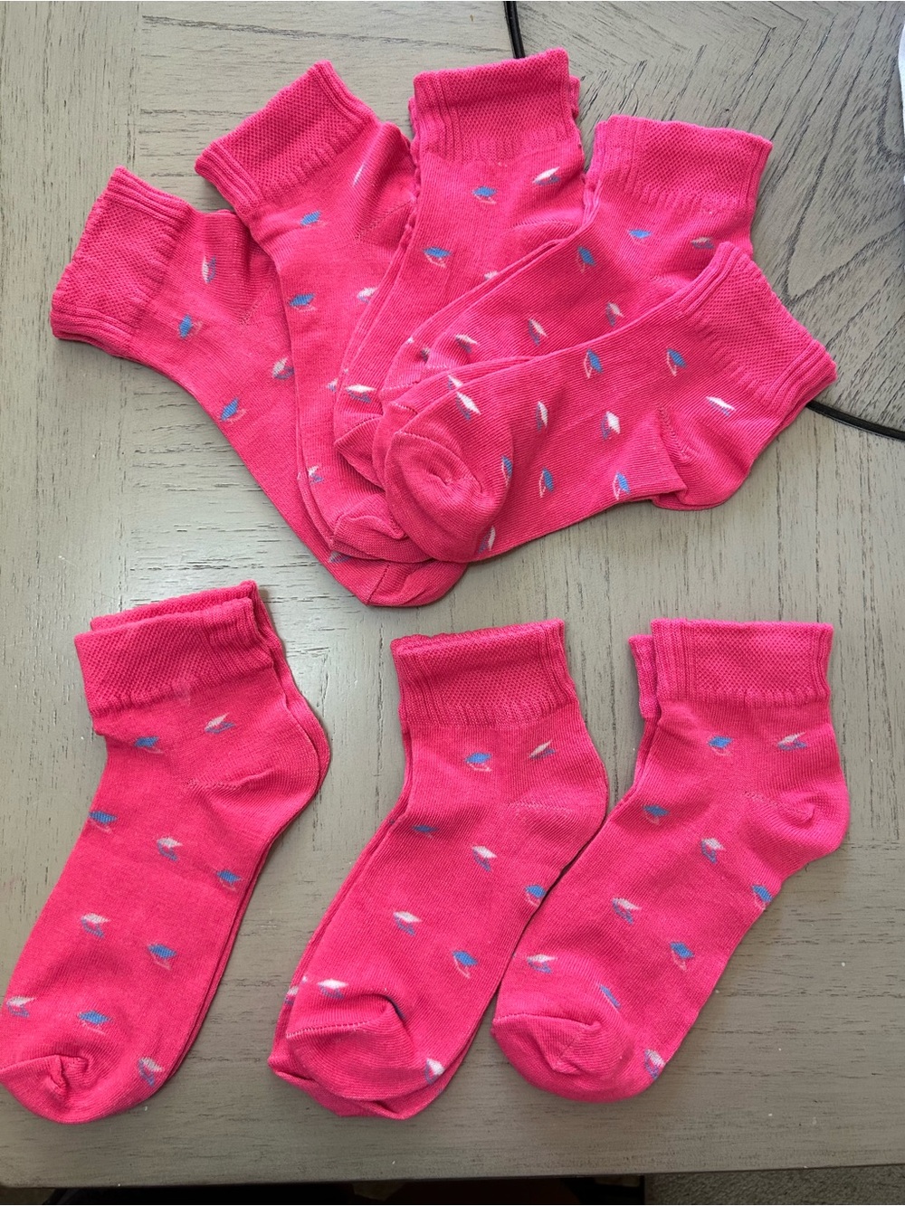 Set of Bright Pink Ankle Socks with Tiny Accent Dots